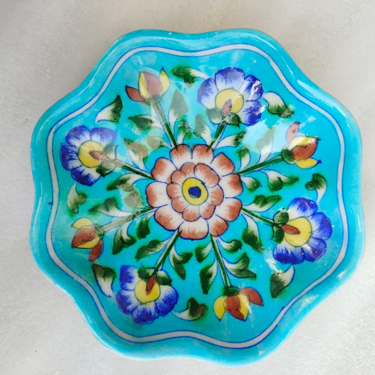 Blue Pottery Lotus Wall Hanging Plate